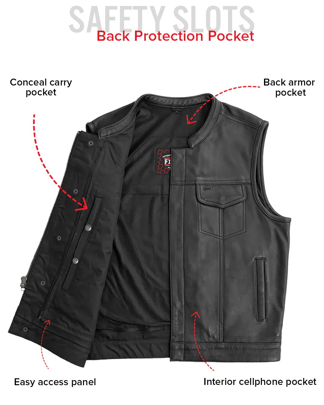 Blaster Men's Leather Motorcycle Vest - Image 7
