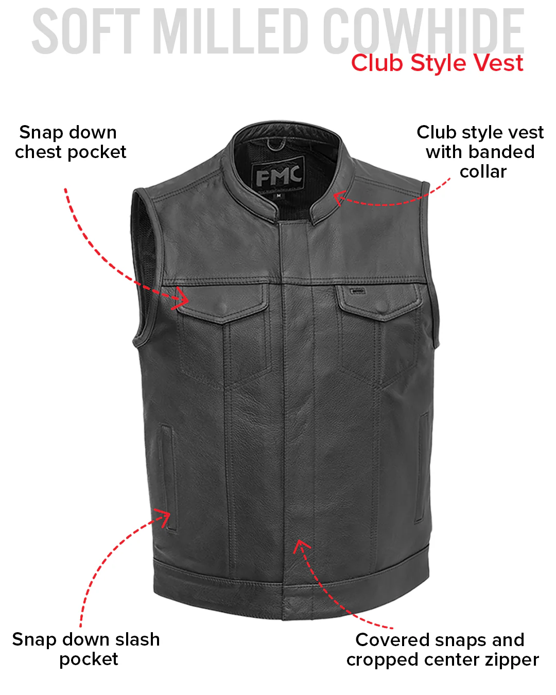 Blaster Men's Leather Motorcycle Vest - Image 8