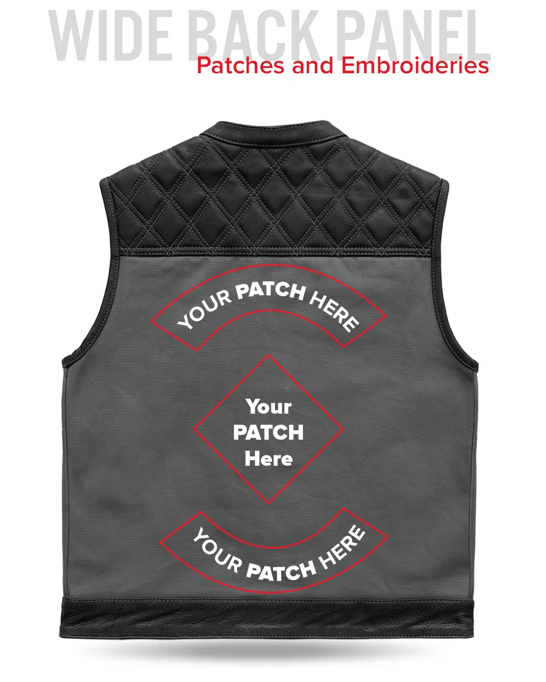 Hunt Club Motorcycle Leather Canvas Vest Grey - Image 10