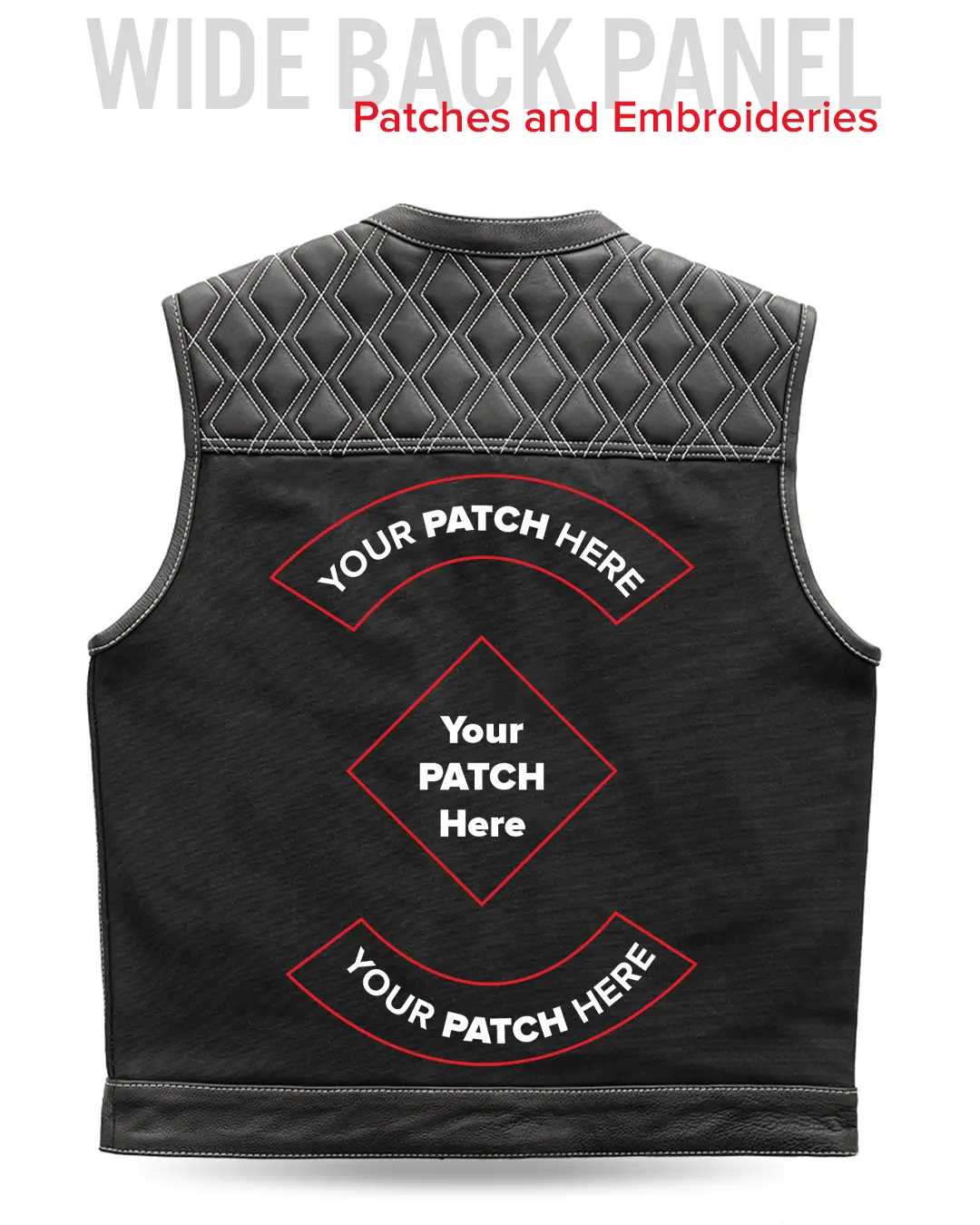 Hunt Club Motorcycle Leather Canvas Vest White Stitch - Image 8