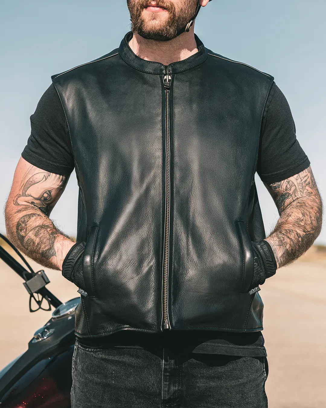Club House Men's Leather Motorcycle Vest - Image 11