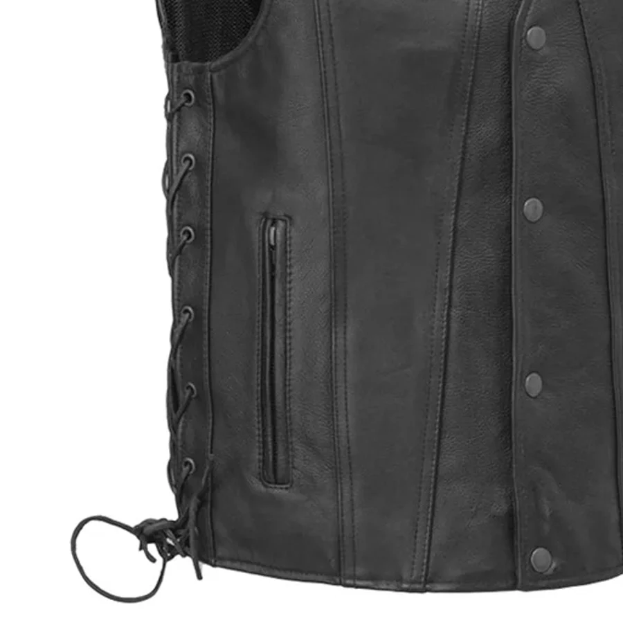 Gambler Men's Motorcycle Leather Vest - Image 4