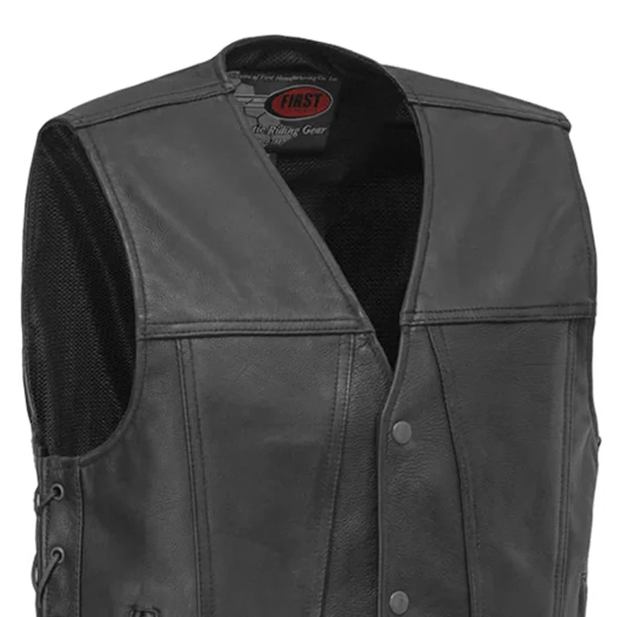Gambler Men's Motorcycle Leather Vest - Image 5