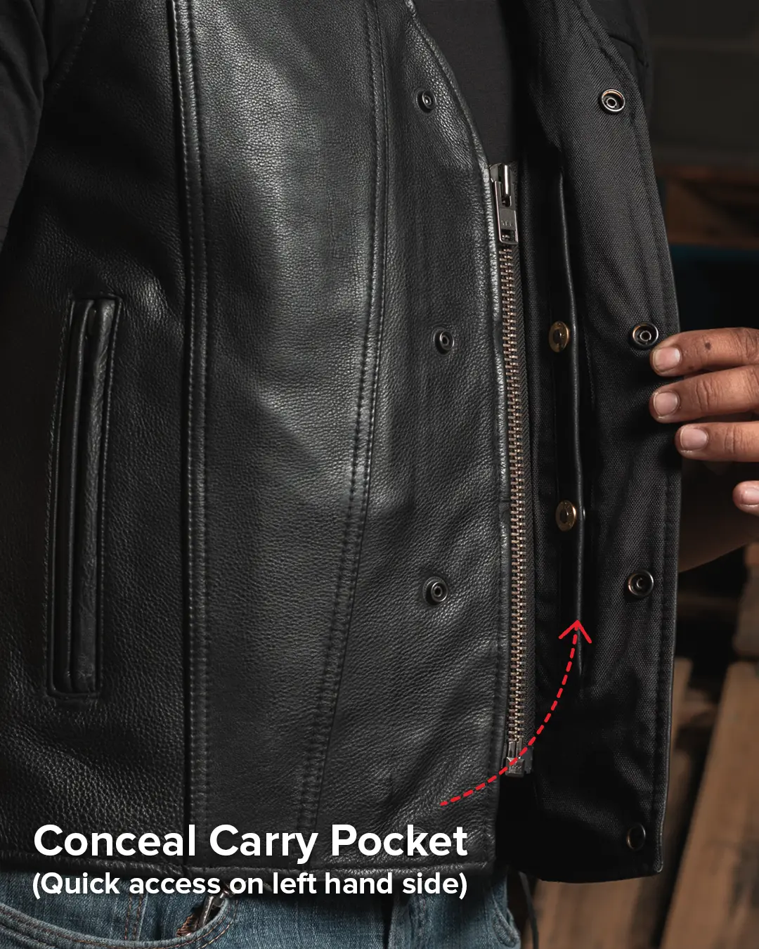 Gambler Men's Motorcycle Leather Vest - Image 6