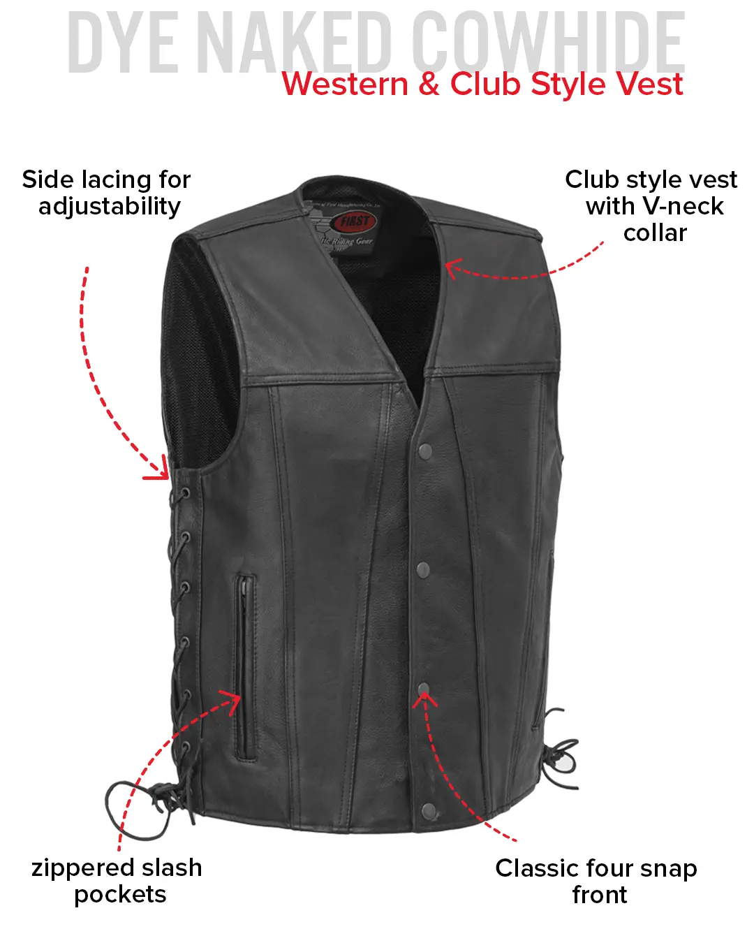 Gambler Men's Motorcycle Leather Vest - Image 7