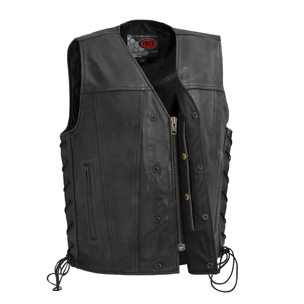 High Roller Men's Motorcycle Leather Vest - Image 3