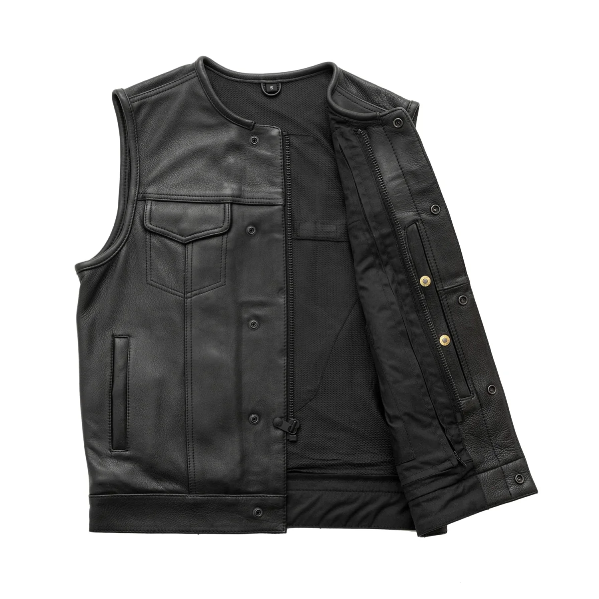 Highside Men's Motorcycle Leather Vest - Image 3