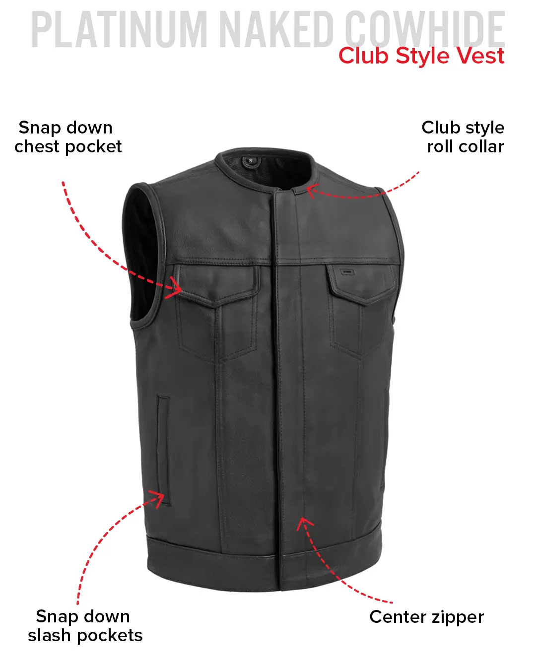 Highside Men's Motorcycle Leather Vest - Image 6