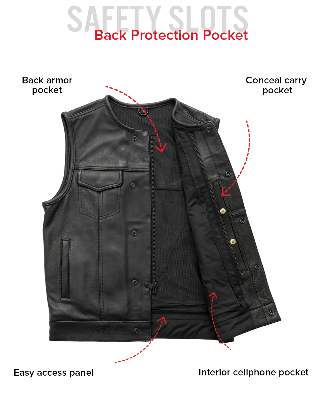 Highside Men's Motorcycle Leather Vest - Image 8