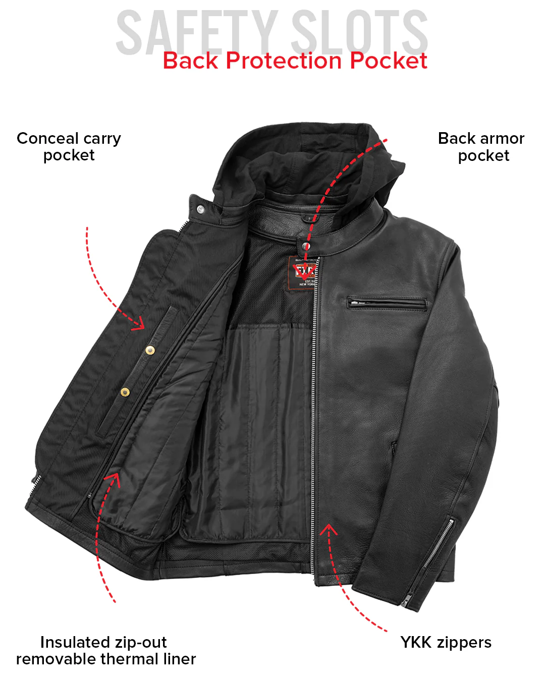 Street Cruiser Men's Motorcycle Leather Jacket - Image 10
