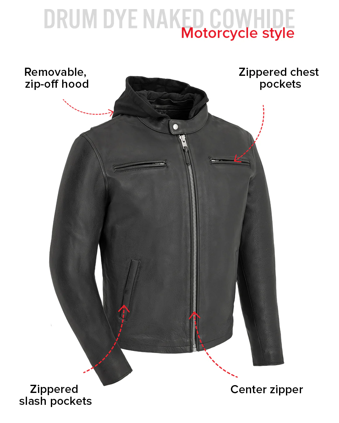 Street Cruiser Men's Motorcycle Leather Jacket - Image 11