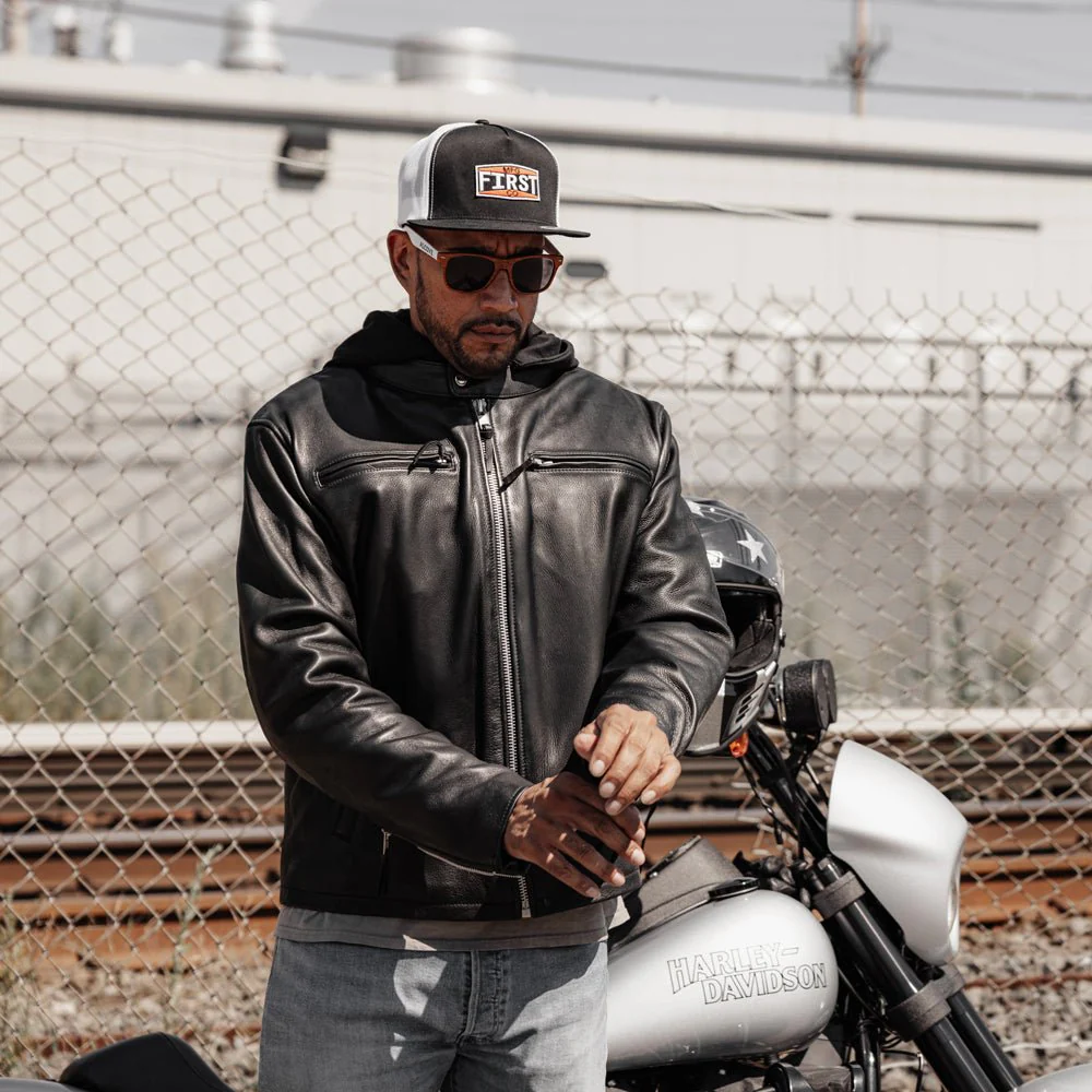 Street Cruiser Men's Motorcycle Leather Jacket - Image 6