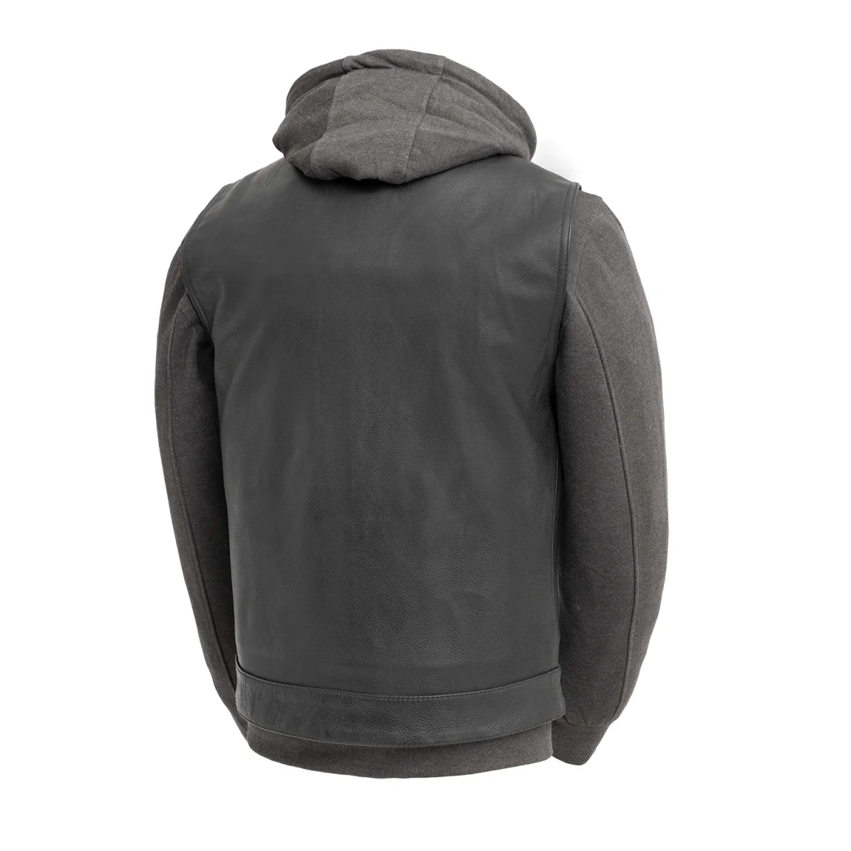 Kent Men's Motorcycle Leather Vest and Hoodie - Image 7