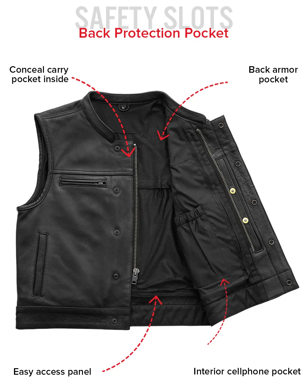 Lowrider Men's Motorcycle Leather Vest - Image 7