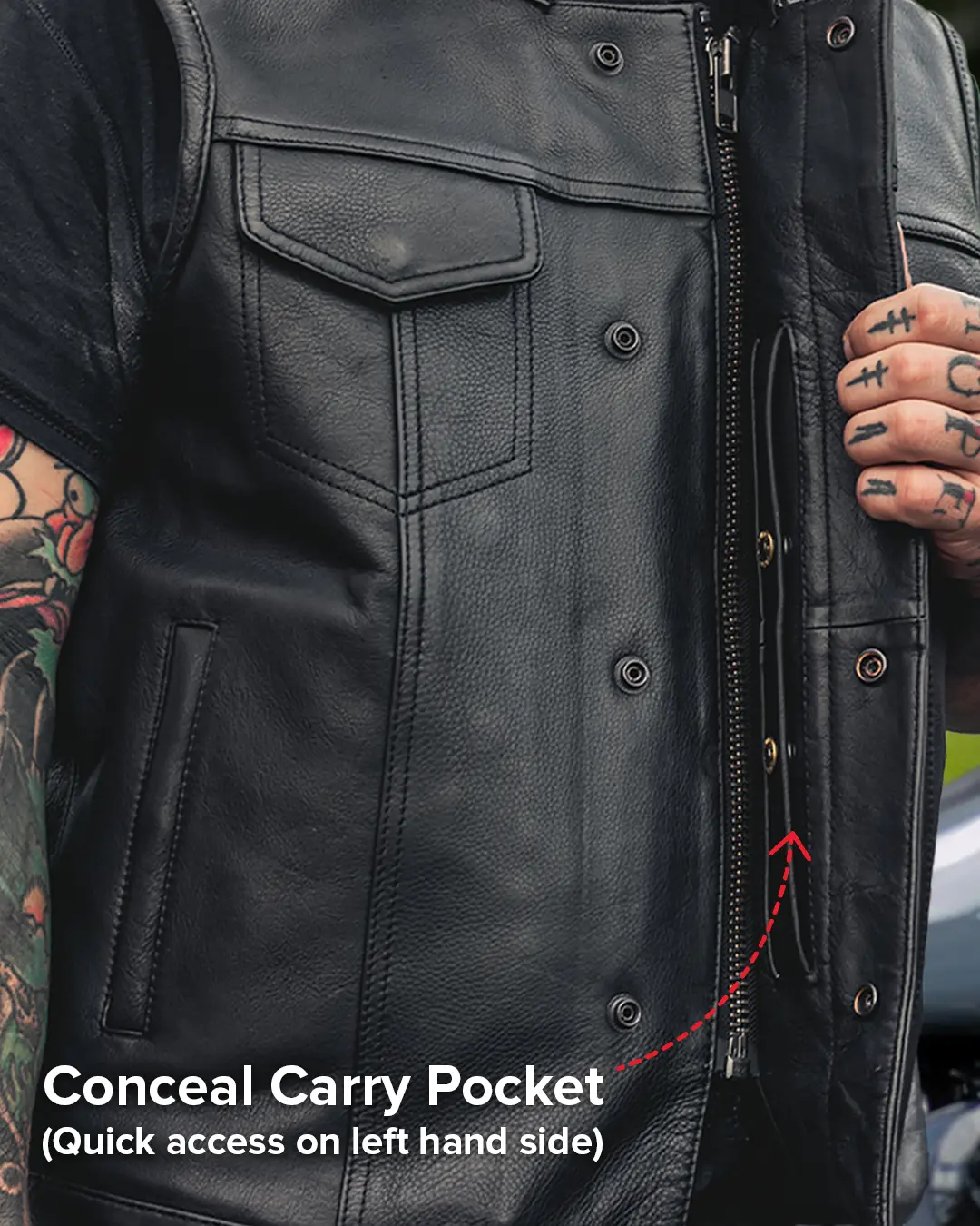 No Rival - Men's Motorcycle Leather Vest - Image 8