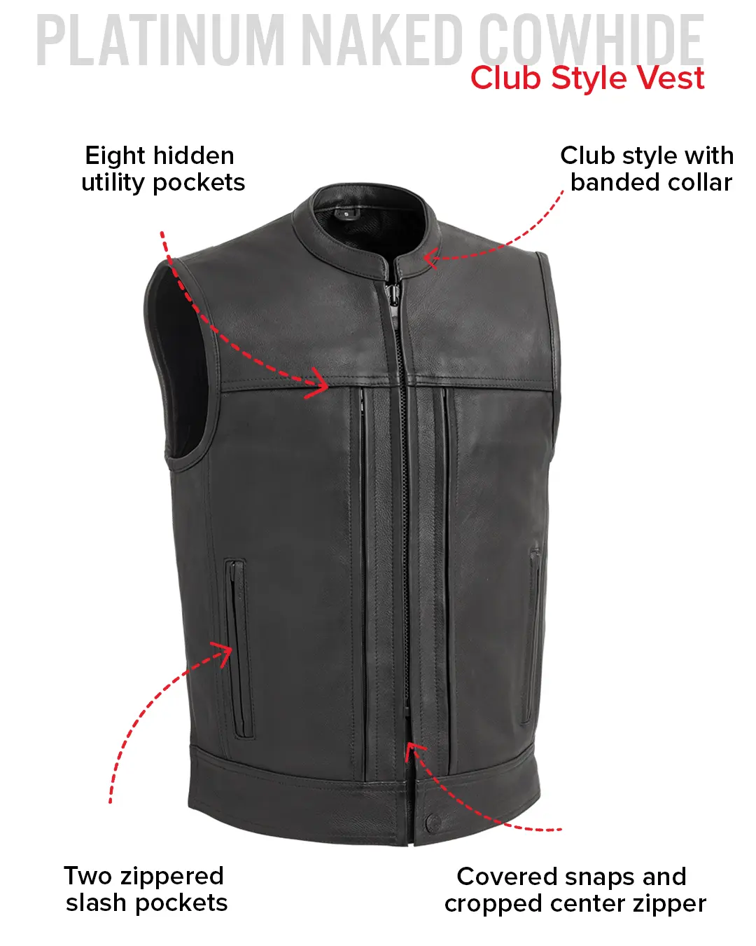 Rampage - Men's Motorcycle Leather Vest - Image 10
