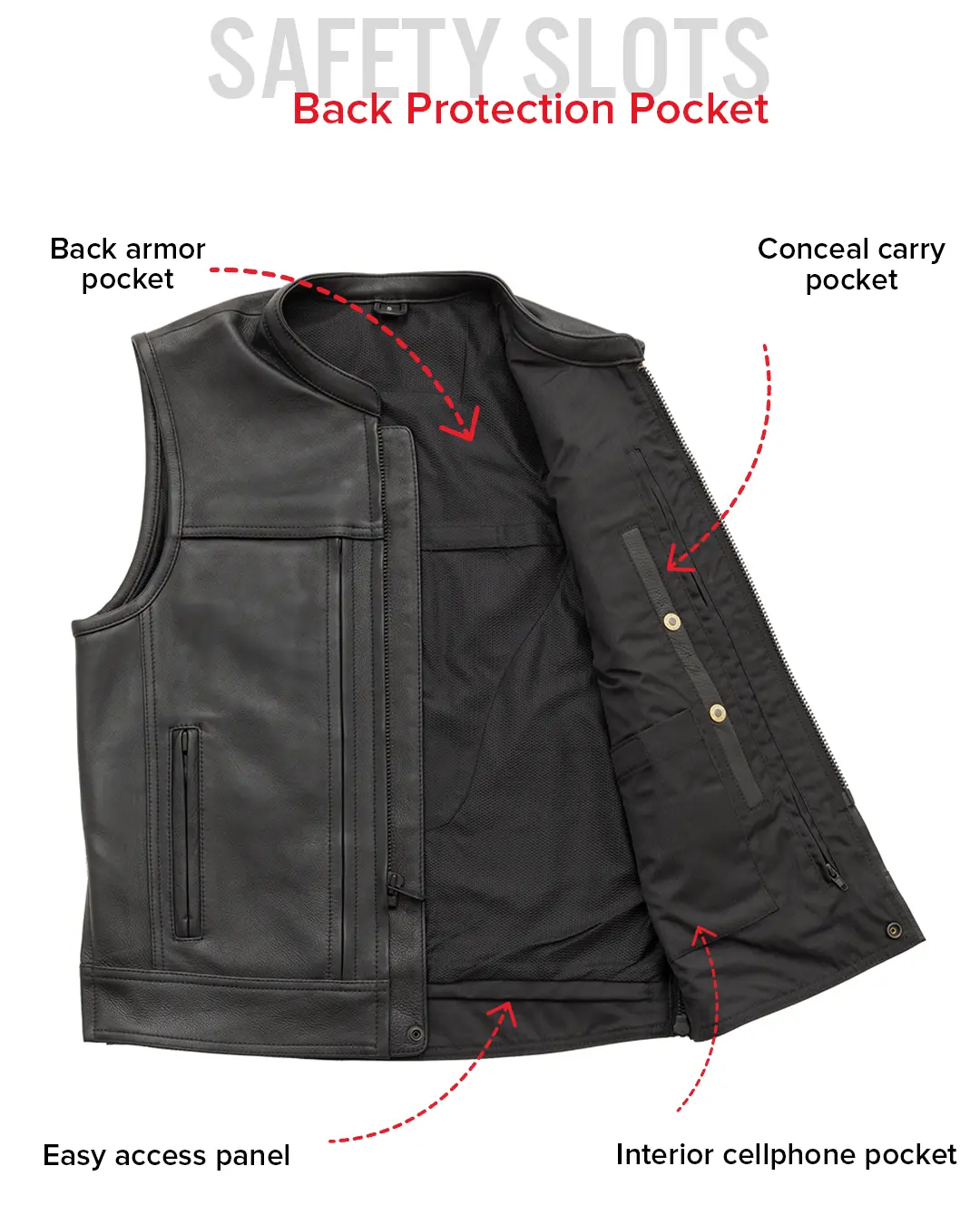 Rampage - Men's Motorcycle Leather Vest - Image 11