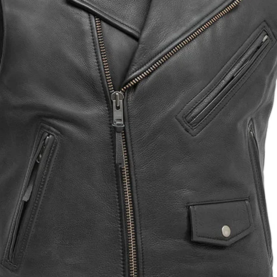 Rockin - Men's Motorcycle Leather Vest - Image 5