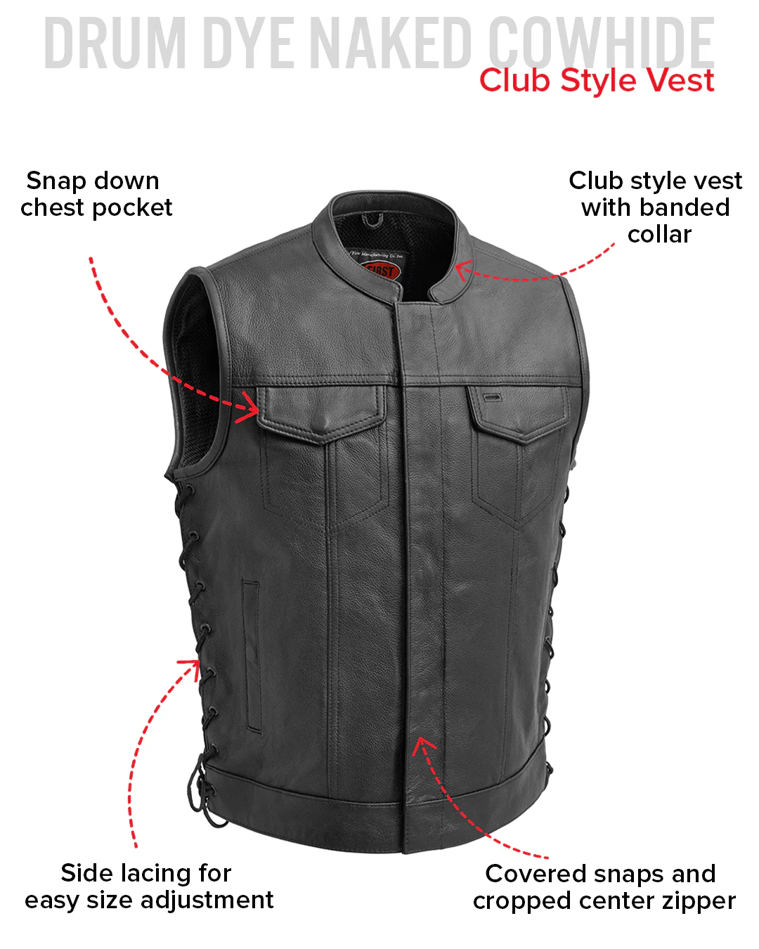 Sniper Men's Motorcycle Leather Vest - Image 6