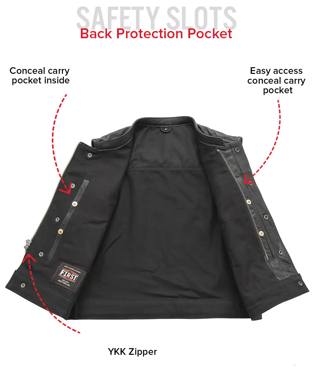 Lowrider Men's Motorcycle Leather/Twill Vest - Image 6