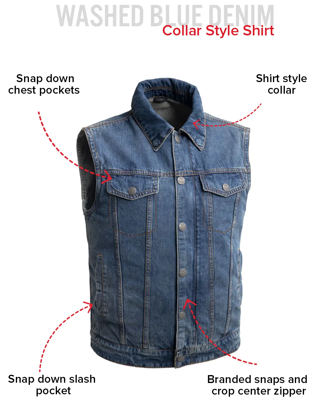 Showdown Motorcycle Lightweight Denim Vest - Image 8