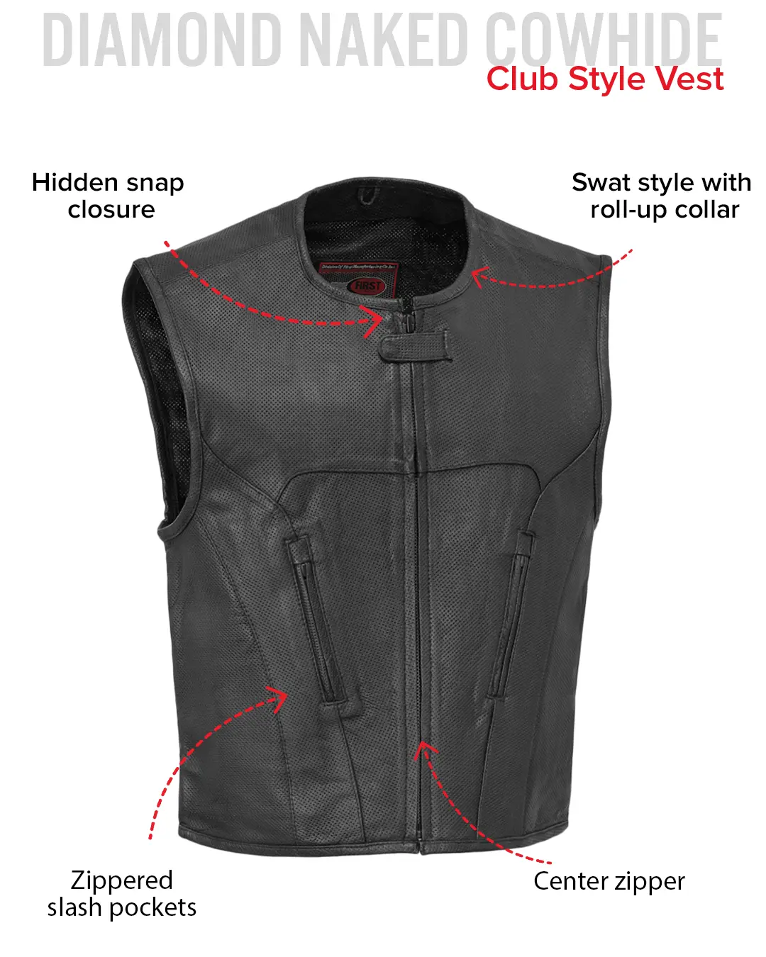 Raceway - Men's Motorcycle Perforated Leather Vest - Image 6