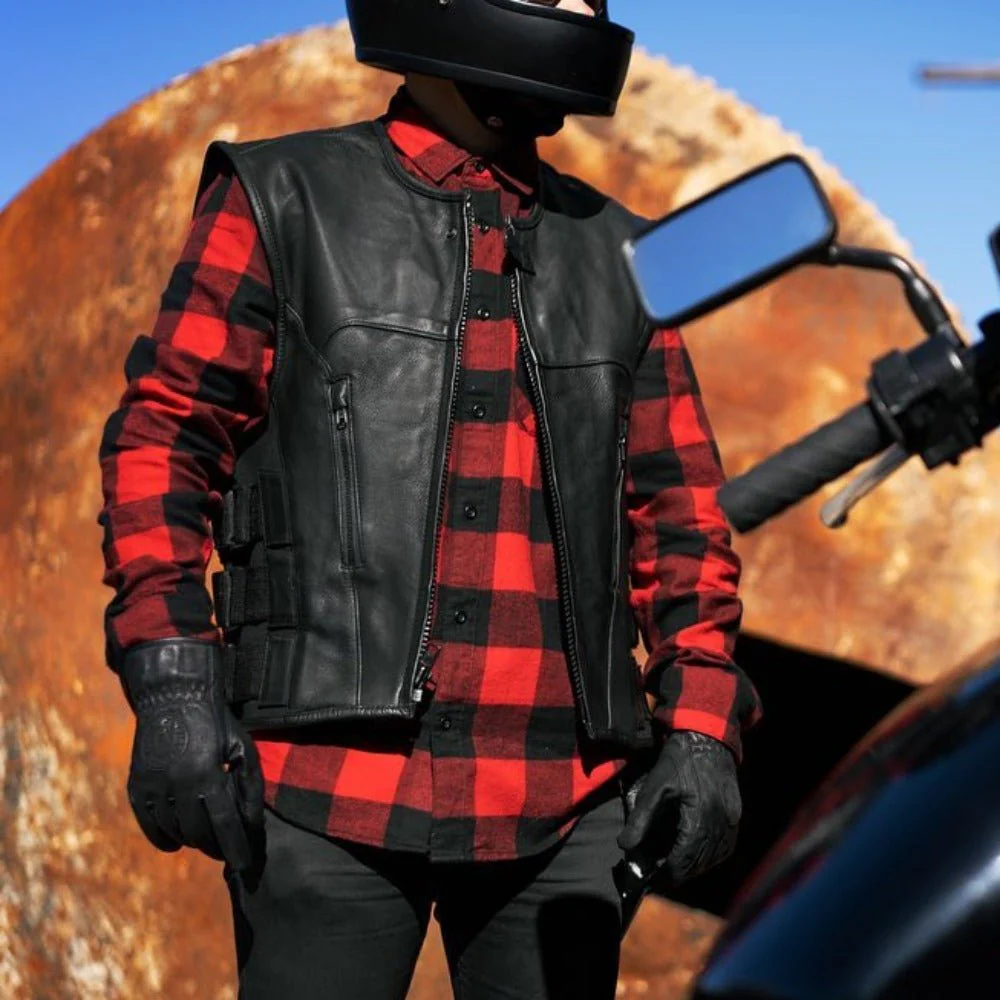 Commando Men's Leather Swat Style Motorcycle Vest - Image 3