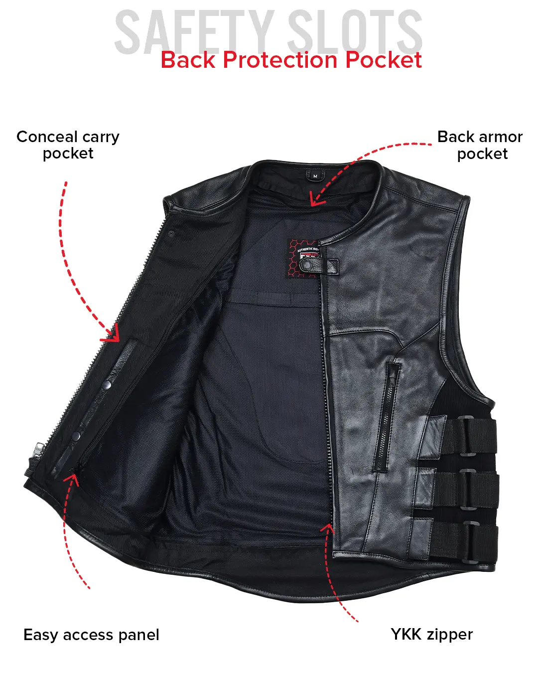 Commando Men's Leather Swat Style Motorcycle Vest - Image 9