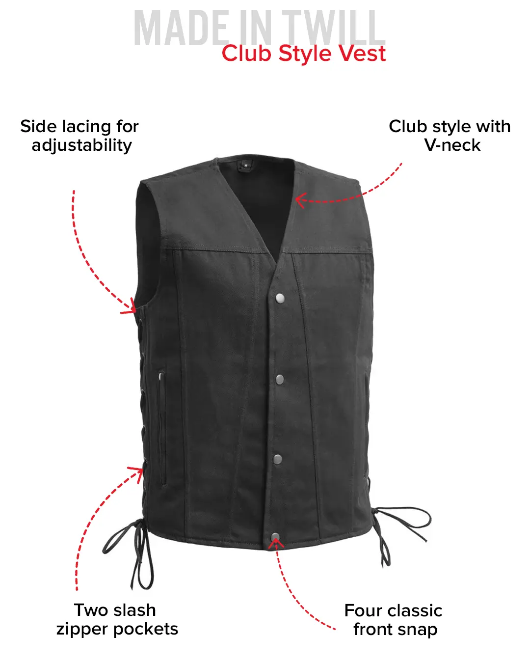 Lone Star Men's Motorcycle Twill Vest - Image 6