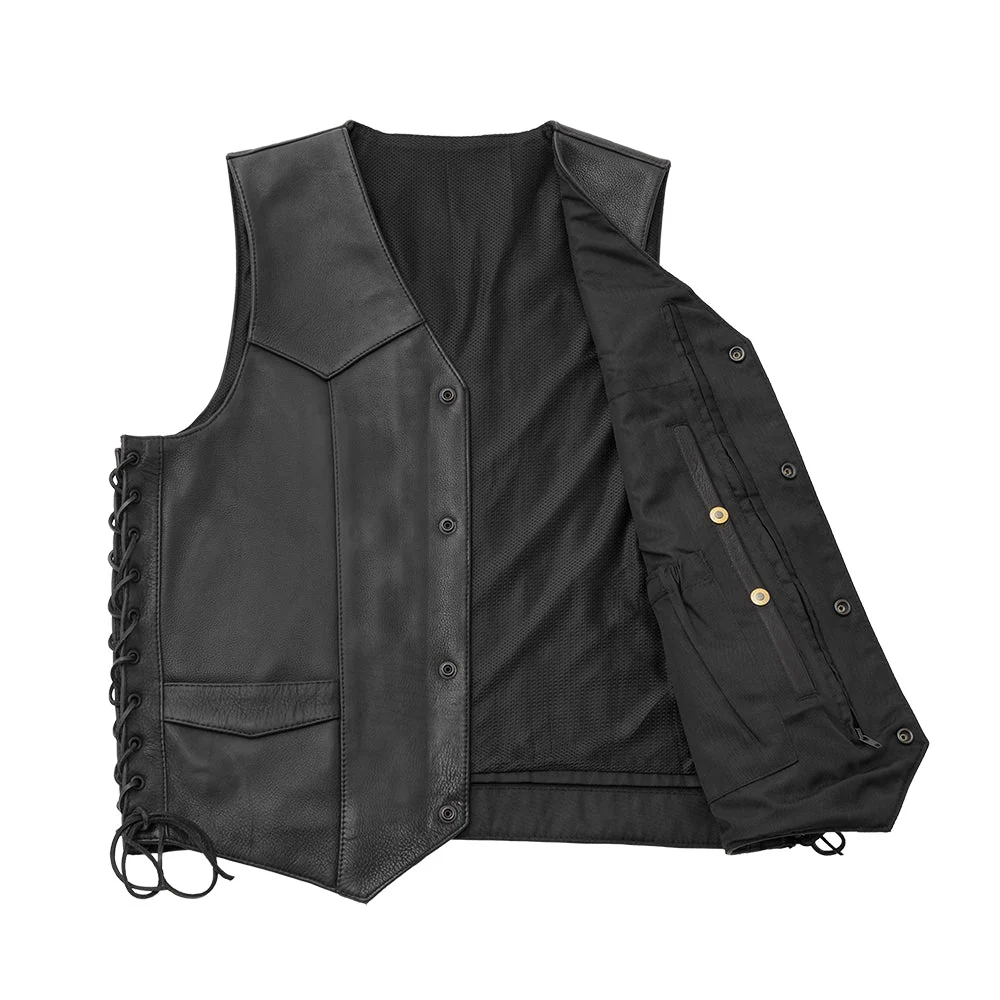 Deadwood Men's Motorcycle Western Style Leather Vest - Image 3
