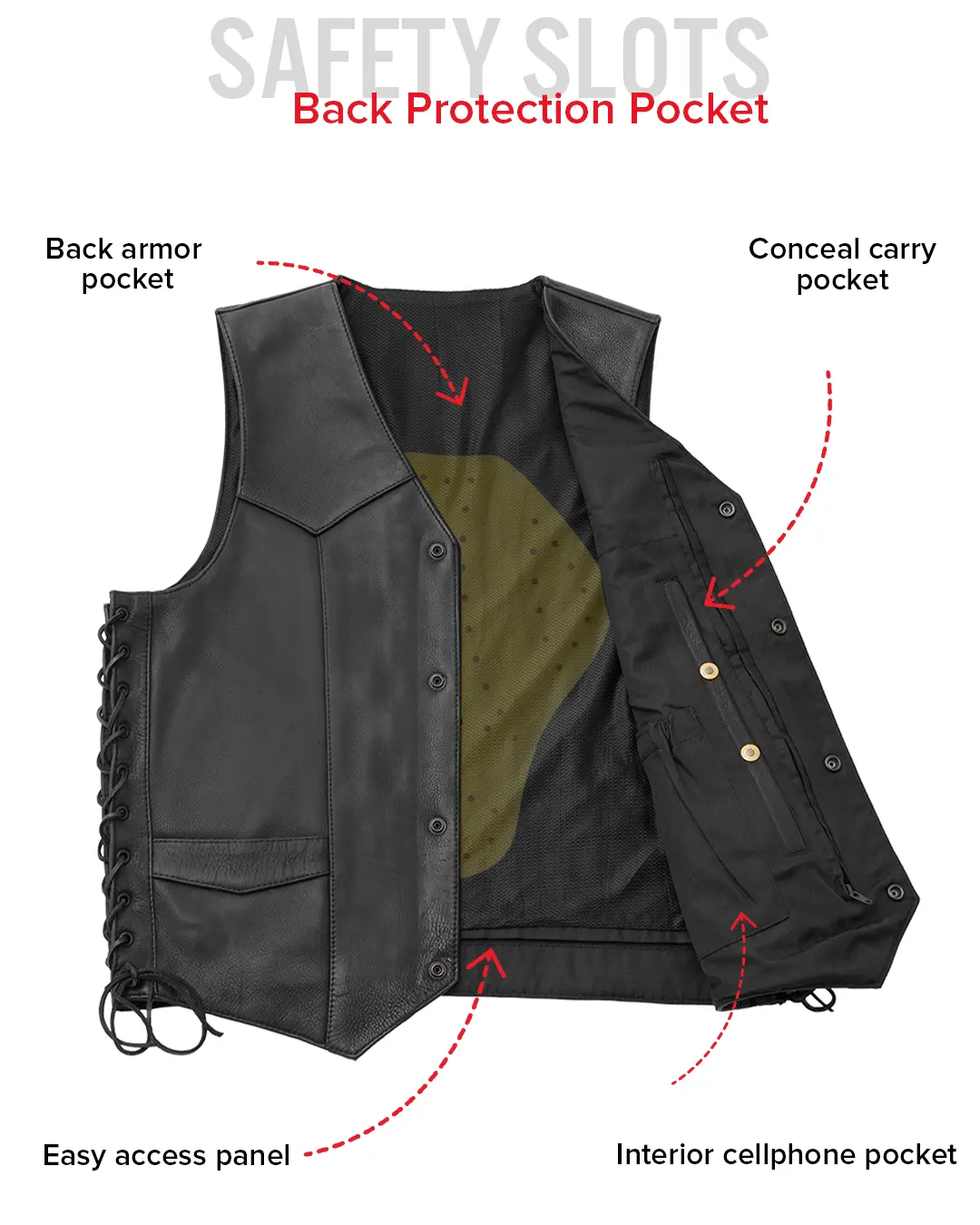 Deadwood Men's Motorcycle Western Style Leather Vest - Image 6