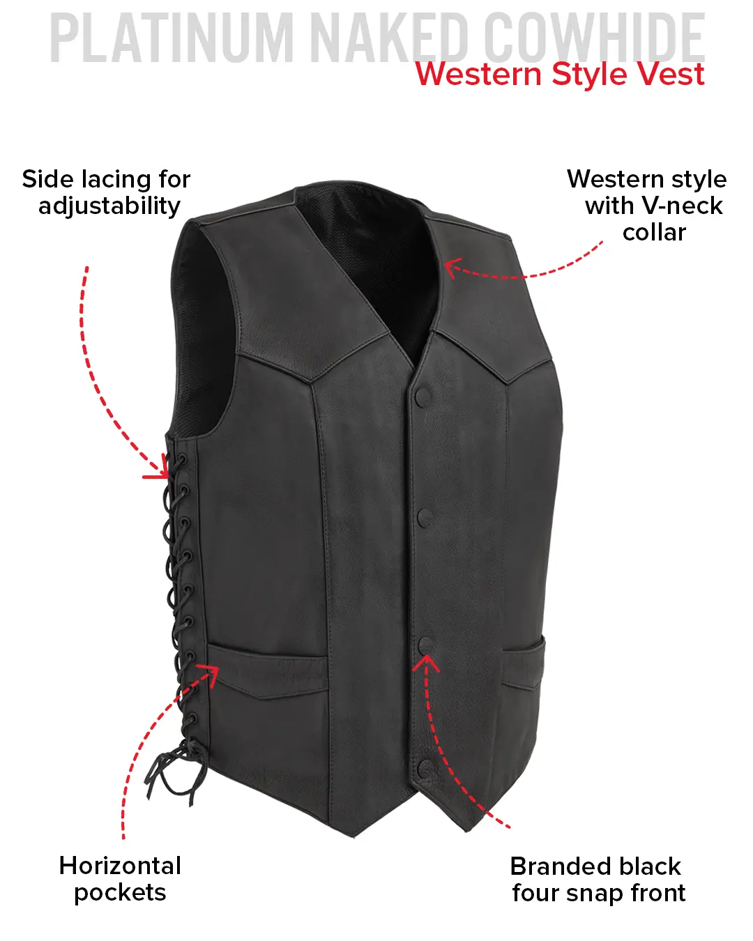 Deadwood Men's Motorcycle Western Style Leather Vest - Image 7