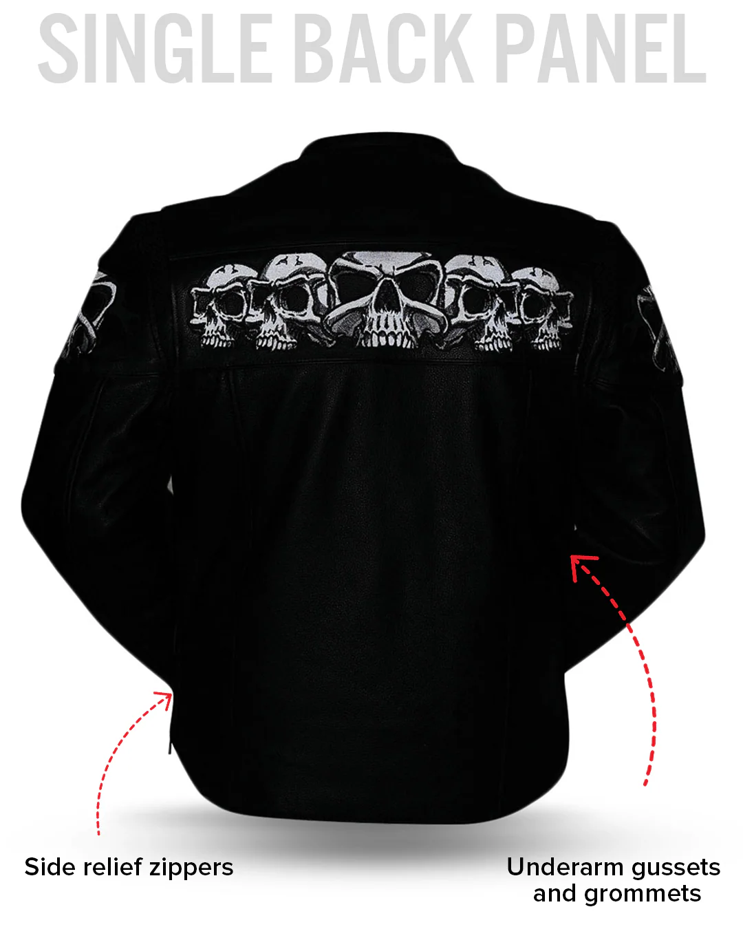 Savage Skulls Men's Motorcycle Leather Jacket - Image 4