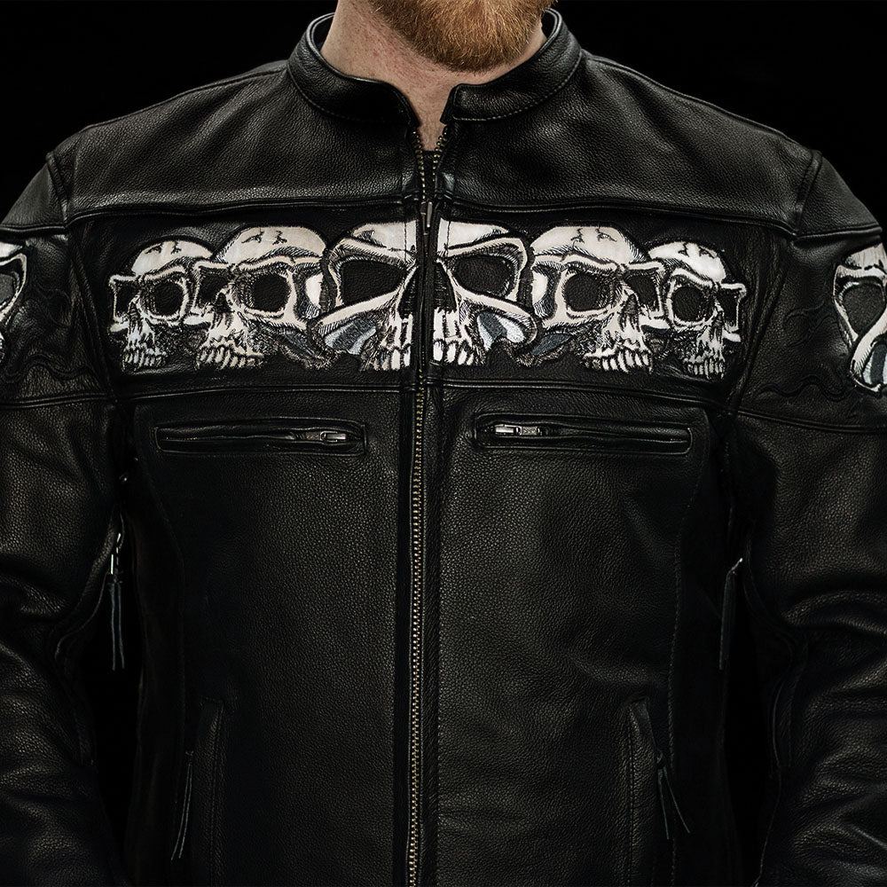 Savage Skulls Men's Motorcycle Leather Jacket - Image 5