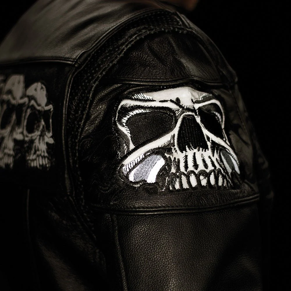 Savage Skulls Men's Motorcycle Leather Jacket - Image 6