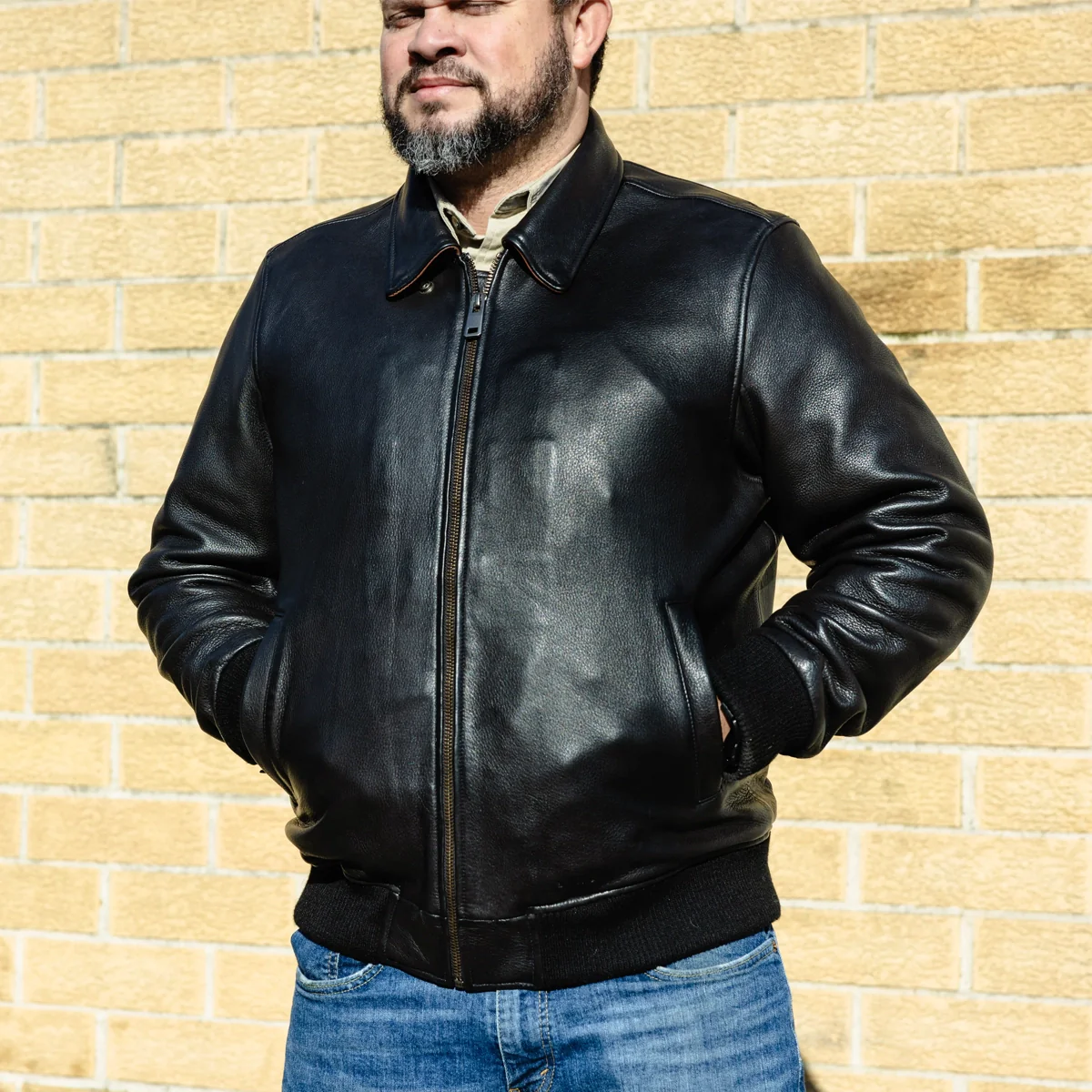 Moto Bomber - Men's Leather Jacket - Image 17