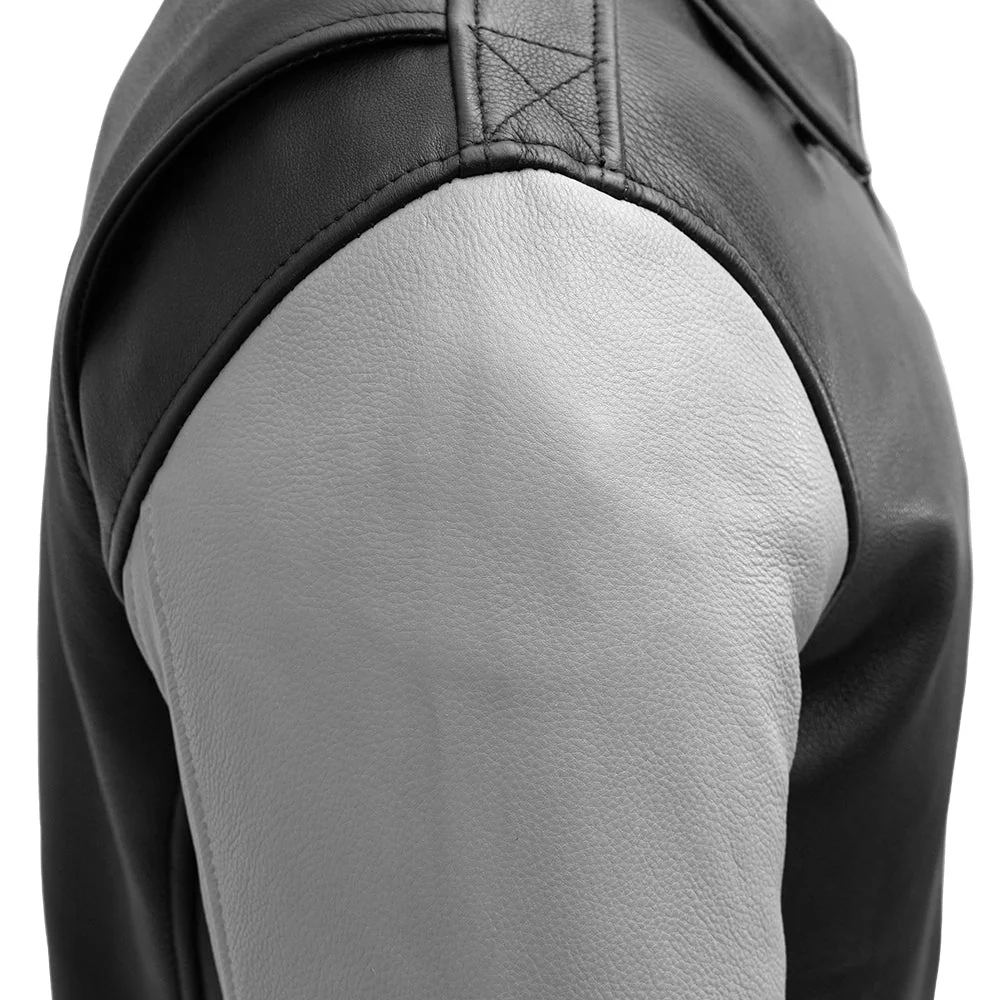 Moto Bomber Two Tone Men's Leather Jacket - Image 12