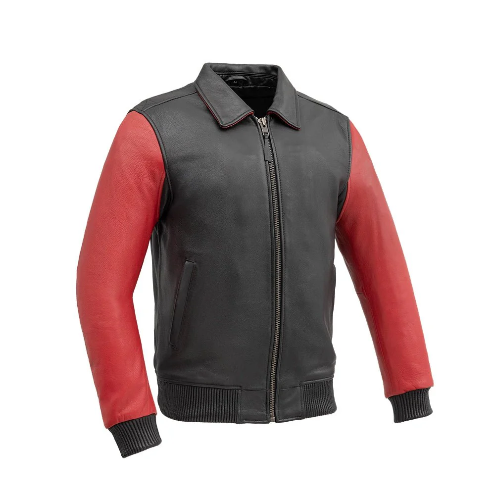 Moto Bomber Two Tone Men's Leather Jacket - Image 3