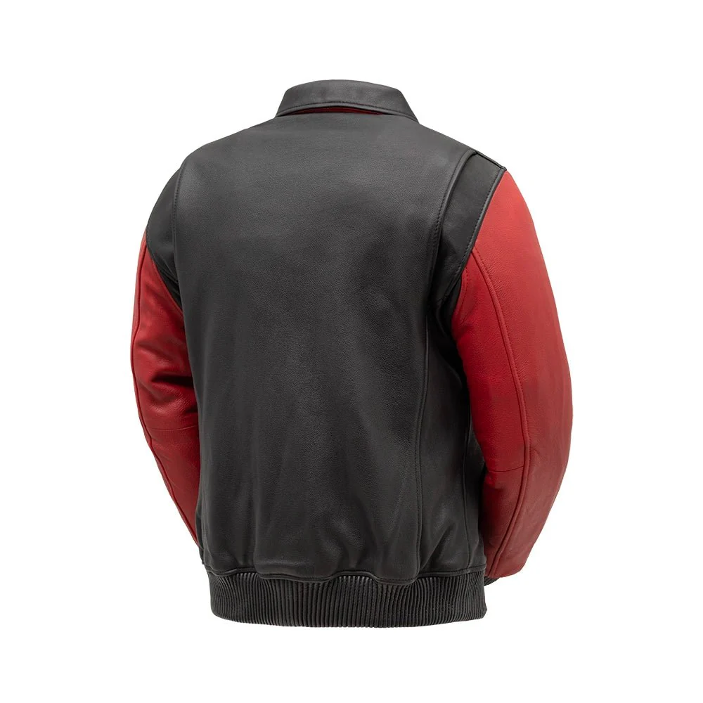 Moto Bomber Two Tone Men's Leather Jacket - Image 5