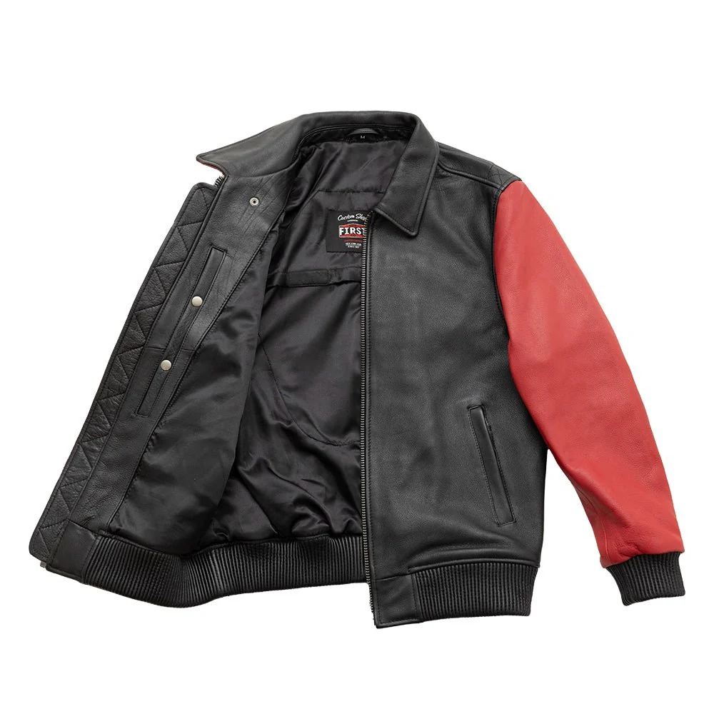 Moto Bomber Two Tone Men's Leather Jacket - Image 6