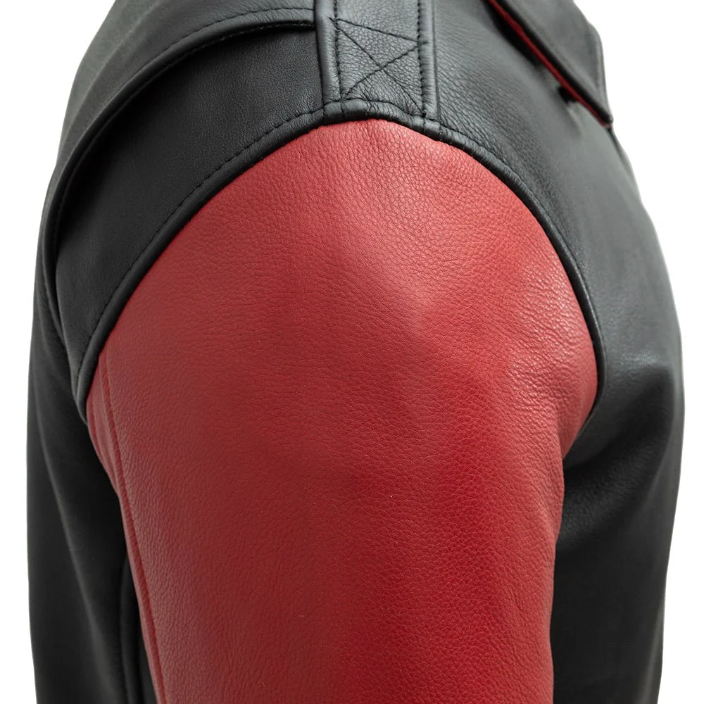 Moto Bomber Two Tone Men's Leather Jacket - Image 7