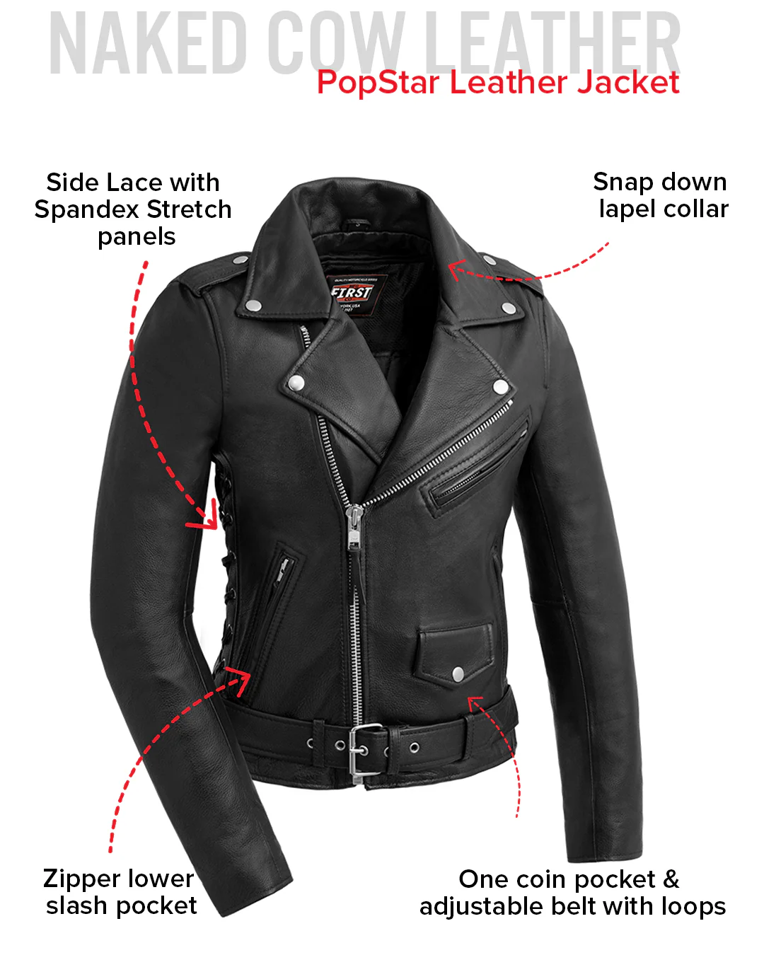 Popstar Women's  Motorcycle Leather Jacket - Image 15