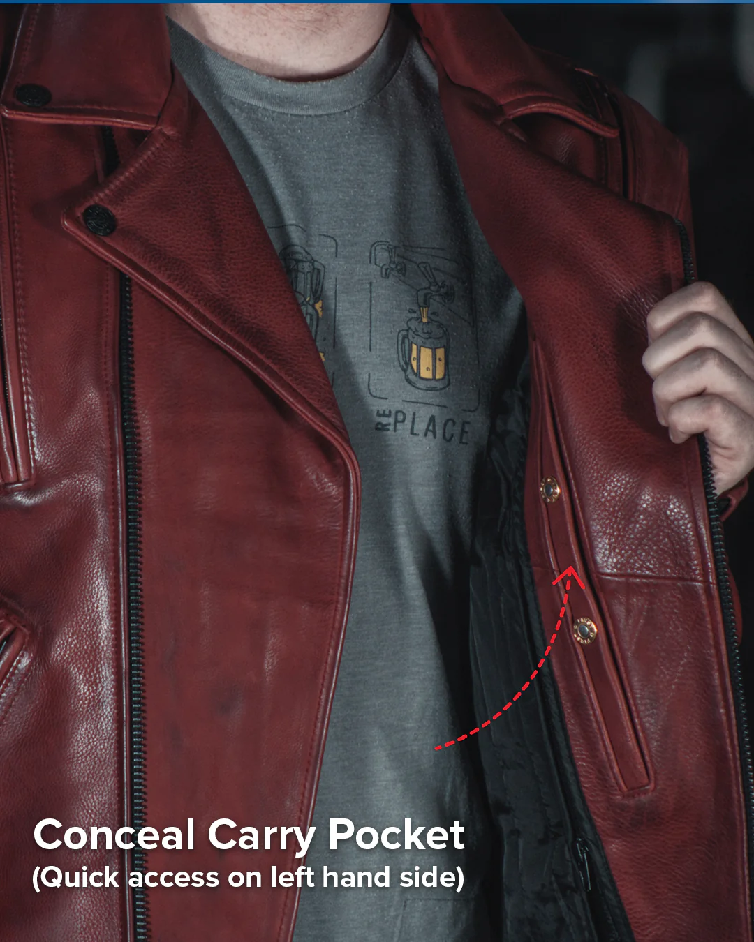Night Rider Men's Motorcycle Leather Jacket - Image 16