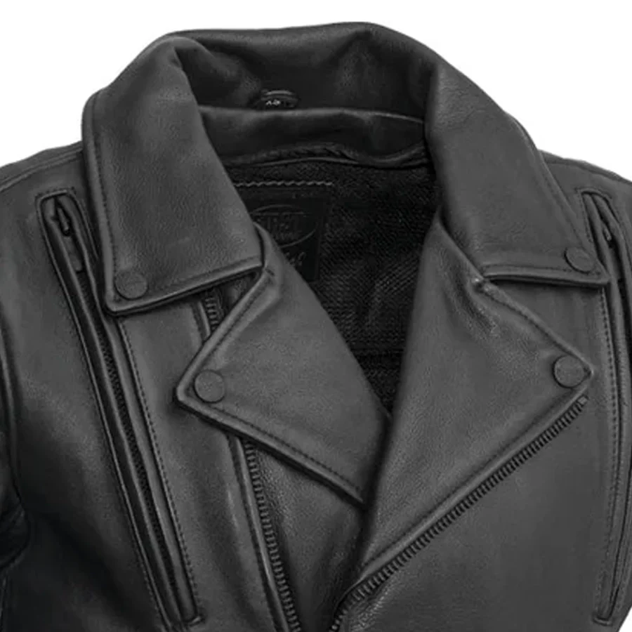Night Rider Men's Motorcycle Leather Jacket - Image 5