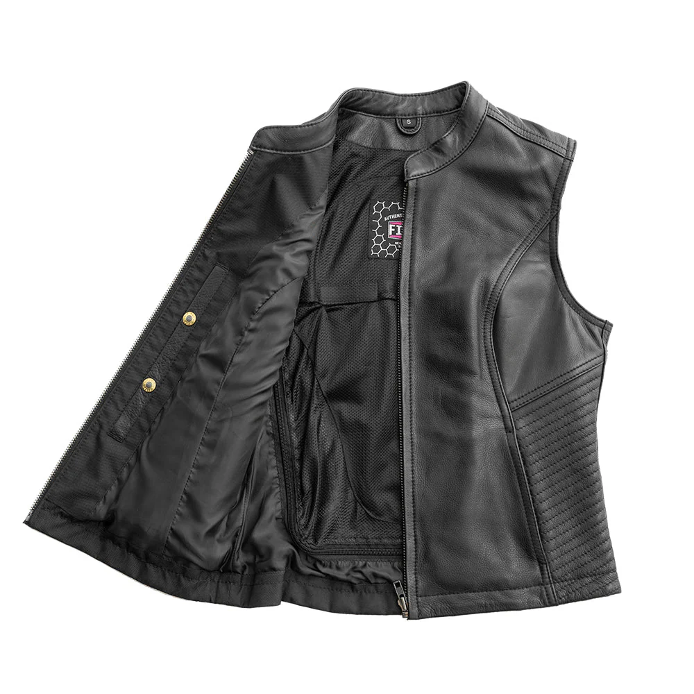 Nina Women's Motorcycle Leather Vest - Image 4