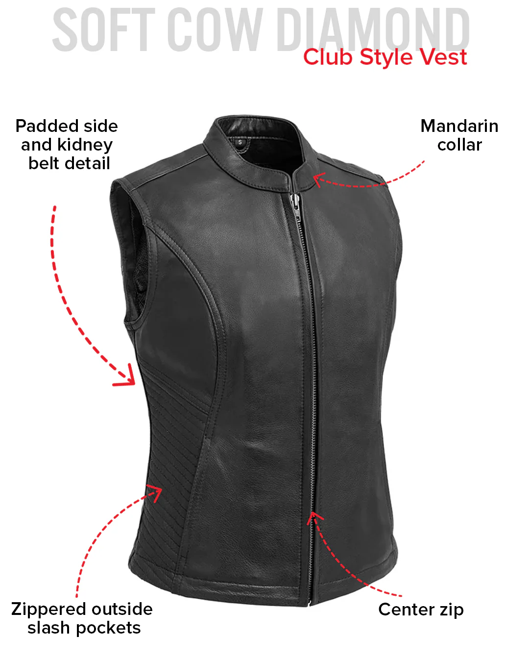 Nina Women's Motorcycle Leather Vest - Image 5