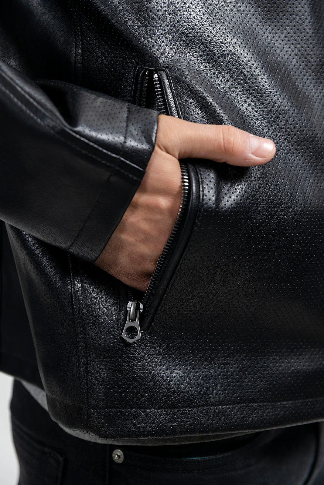 Oliver Men's Vegan Faux/Perforated Leather Jacket - Image 7