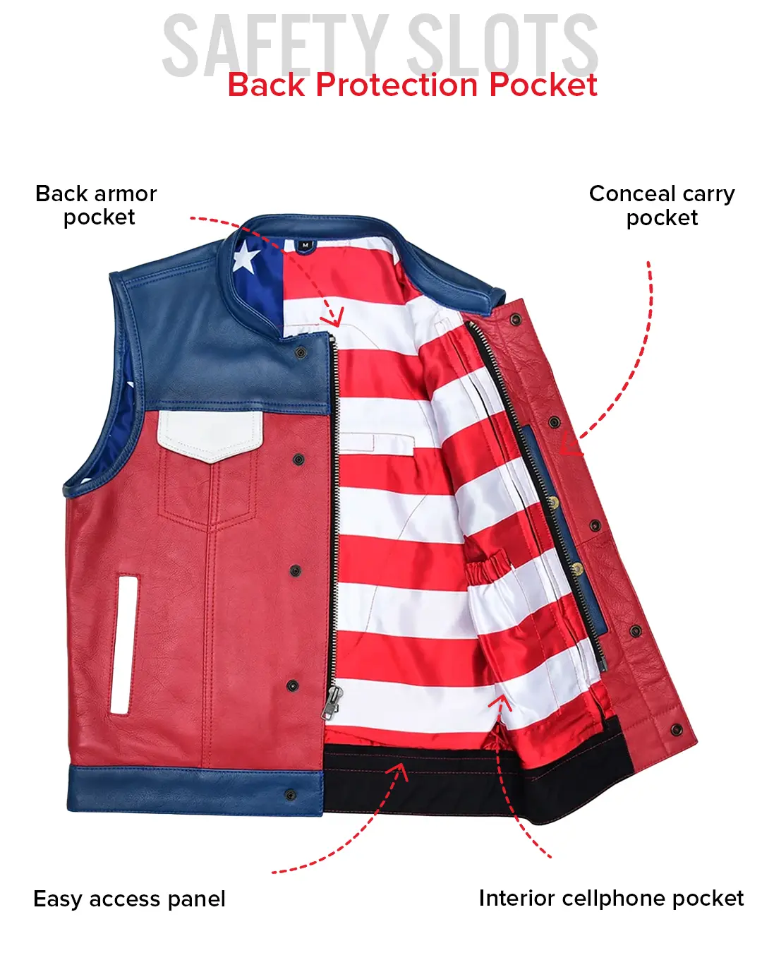 Patriot Rebel Men's Motorcycle Leather Vest - Image 12