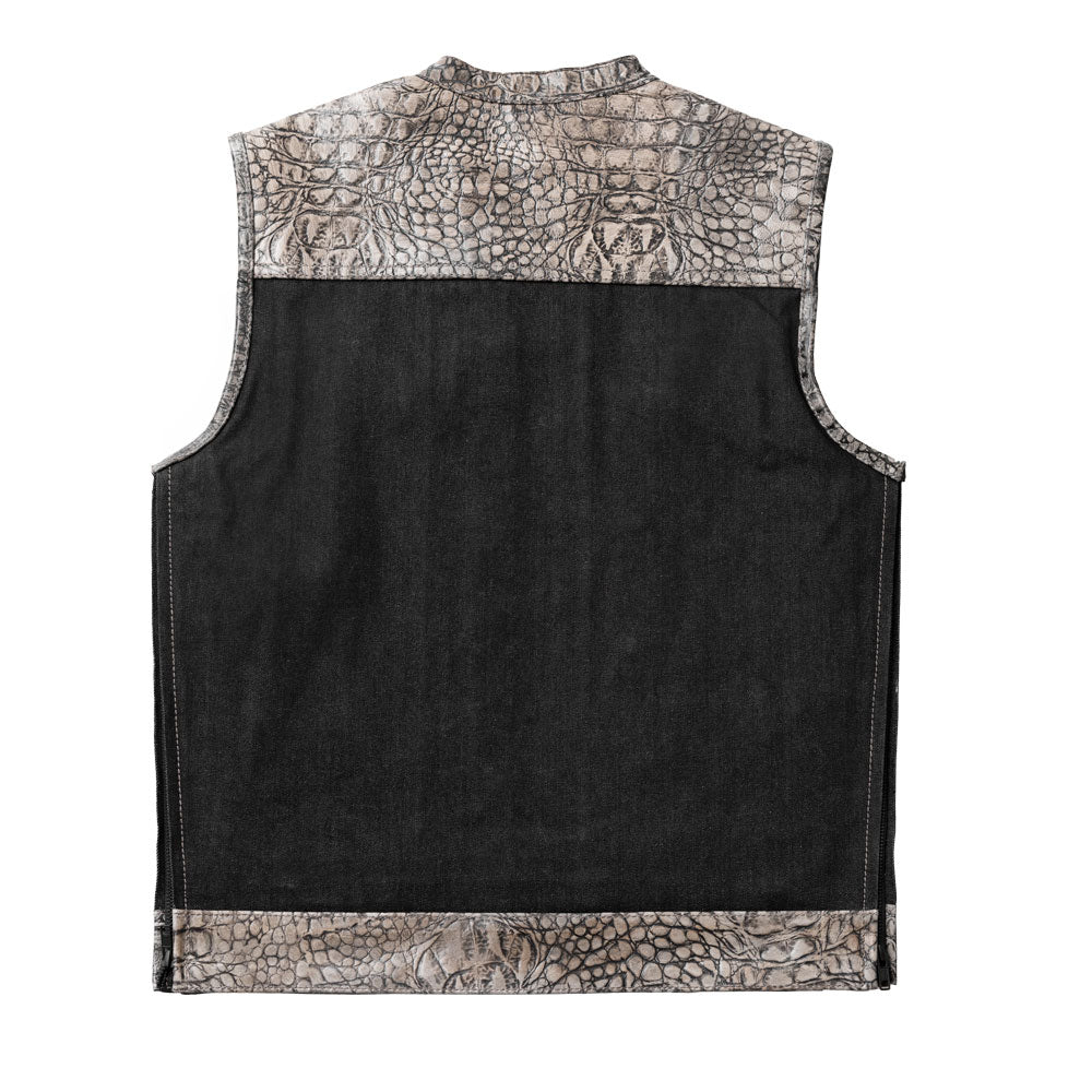 Placid - Men's Leather/Denim Motorcycle Vest - Limited Edition - Image 2
