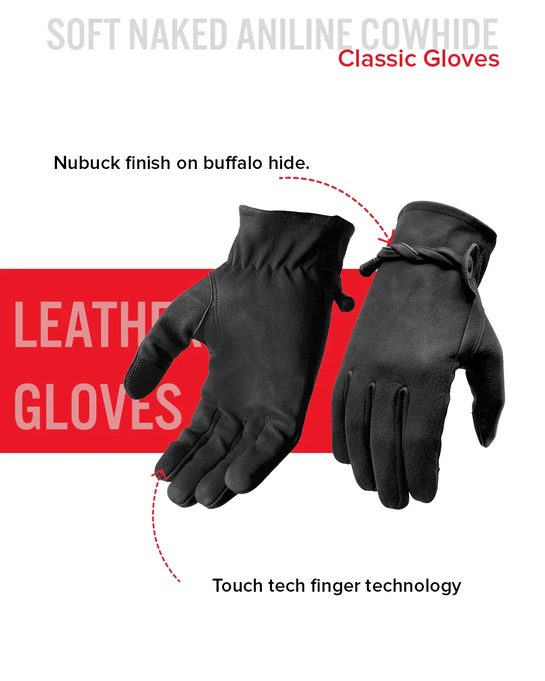 Ranch Men's Motorcycle Leather Gloves - Image 10